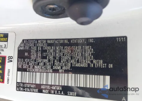 2011 Toyota Venza z USA, uszkodzony, nr VIN 4T3ZA3BB5BU054896